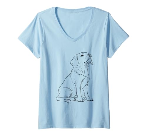 Damen Loyal Labrador-Hunde-Skizze T-Shirt mit V-Ausschnitt Damen Loyal Labrador-Hunde-Skizze T-Shirt mit V-Ausschnitt von Charming Canine Companions Adorable Pets
