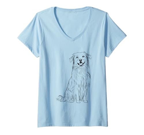 Damen Entzückende Hunde-Silhouette mit glücklichem Gesicht T-Shirt mit V-Ausschnitt Damen Entzückende Hunde-Silhouette mit glücklichem Gesicht T-Shirt mit V-Ausschnitt von Charming Canine Silhouette Lovers Delight