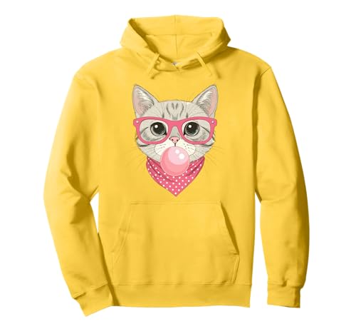 Niedliche Katze Bubblegum Kitty Rosa Brille Bandana Frauen Mädchen Pullover Hoodie von Charming Kitty Lab