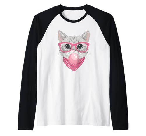 Niedliche Katze Bubblegum Kitty Rosa Brille Bandana Frauen Mädchen Raglan Niedliche Katze Bubblegum Kitty Rosa Brille Bandana Frauen Mädchen Raglan von Charming Kitty Lab