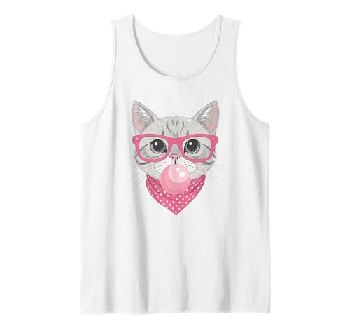 Niedliche Katze Bubblegum Kitty Rosa Brille Bandana Frauen Mädchen Tank Top Niedliche Katze Bubblegum Kitty Rosa Brille Bandana Frauen Mädchen Tank Top von Charming Kitty Lab