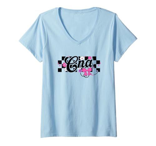 Damen Nurse Life Stethoskop, Blumenmuster, süßer Stil T-Shirt mit V-Ausschnitt von Charming Nurse Whimsical Flowers Delight