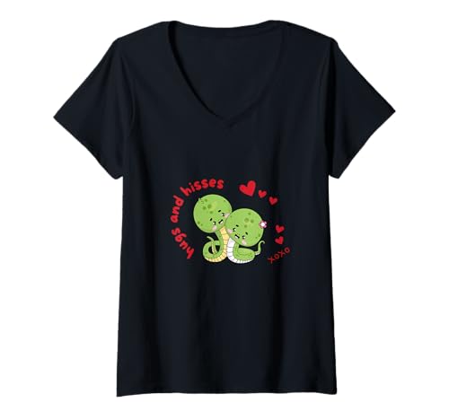 Damen Umarmungen und Zischen Süße Schlangen Liebe T-Shirt mit V-Ausschnitt Damen Umarmungen und Zischen Süße Schlangen Liebe T-Shirt mit V-Ausschnitt von Charming Quirky Serpent Love Humor