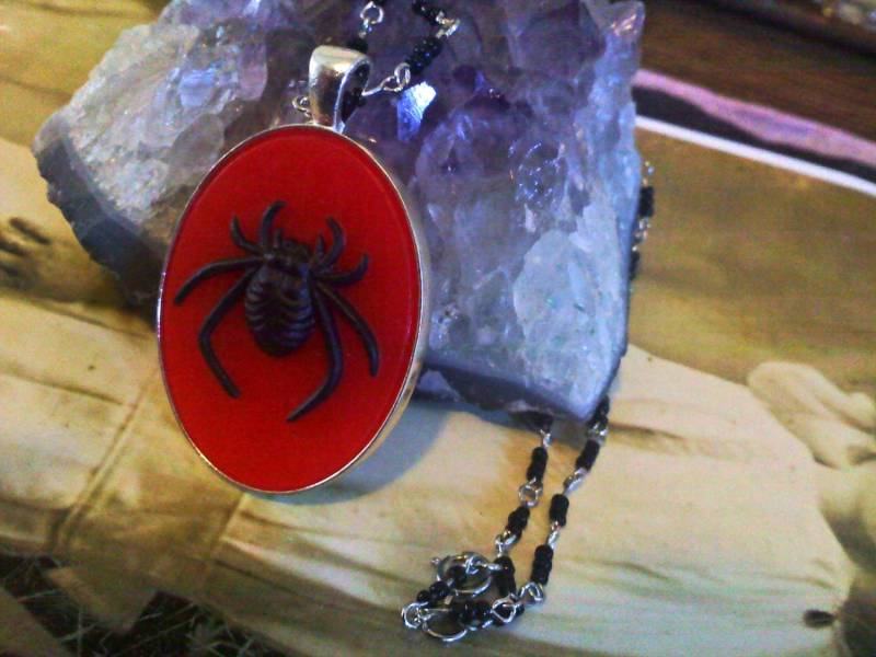 Rote Und Schwarze Spinne Halskette von CharmingBones
