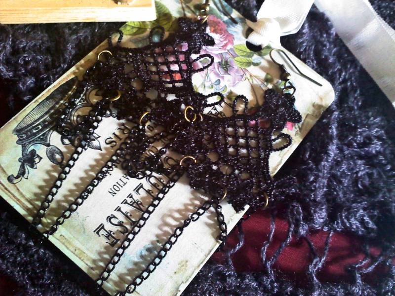 Weihnachten Ketten Ohrringe Schwarz Häkeln von CharmingBones