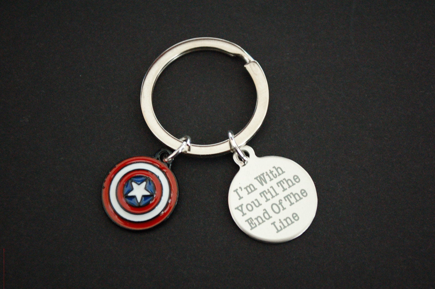 Captain America "Til The End Of Line' Schlüsselanhänger Geschenk von CharmingDesignsUK