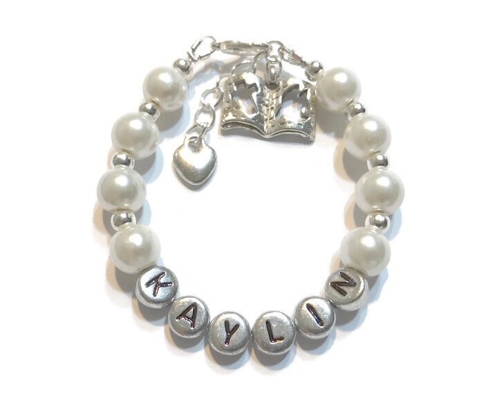 Personalisiertes Bibelbuch Charm Armband-Geschenk Für Baby Neugeborene Mädchen Jungen Teenager Frauen Taufe Armband Glaube Religiöses von CharmingDivaBoutique