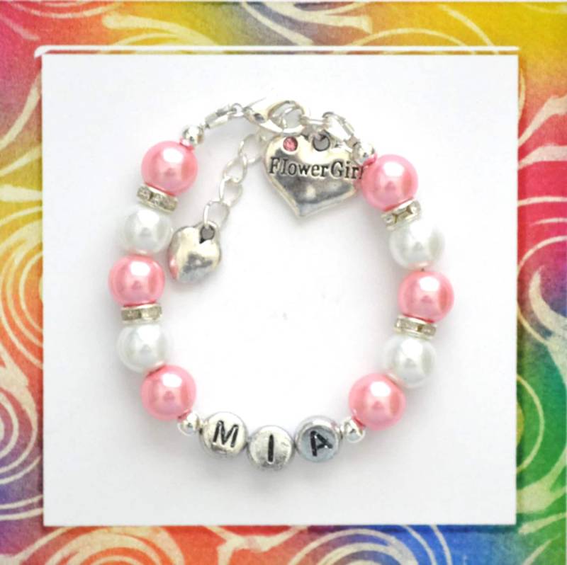 Personalisiertes Blumenmädchen Charm Armband Kinder/Mädchen/Kinder/Teen/Frauen Handgemacht Geschenk-Blumenmädchen-Danke Geschenk von CharmingDivaBoutique