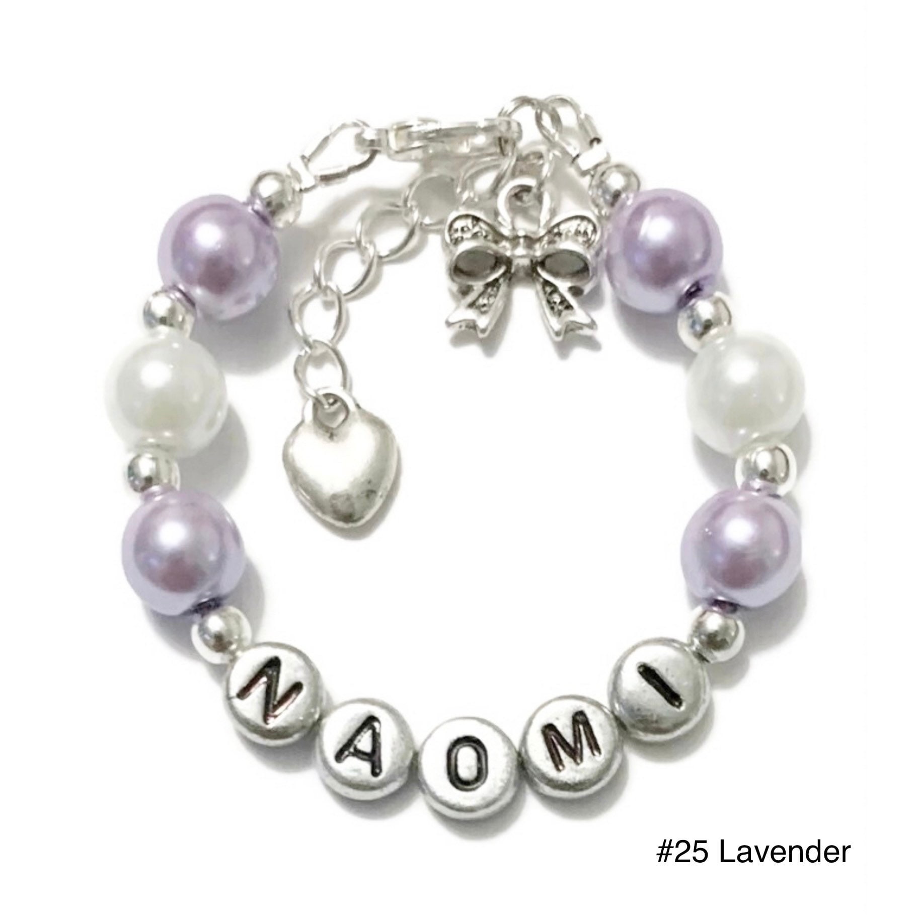 Personalisiertes Bow Charm Armband-Schleife Gebunden Armband-Perlen Schleife Knotenarmband-Namensarmband Für von CharmingDivaBoutique