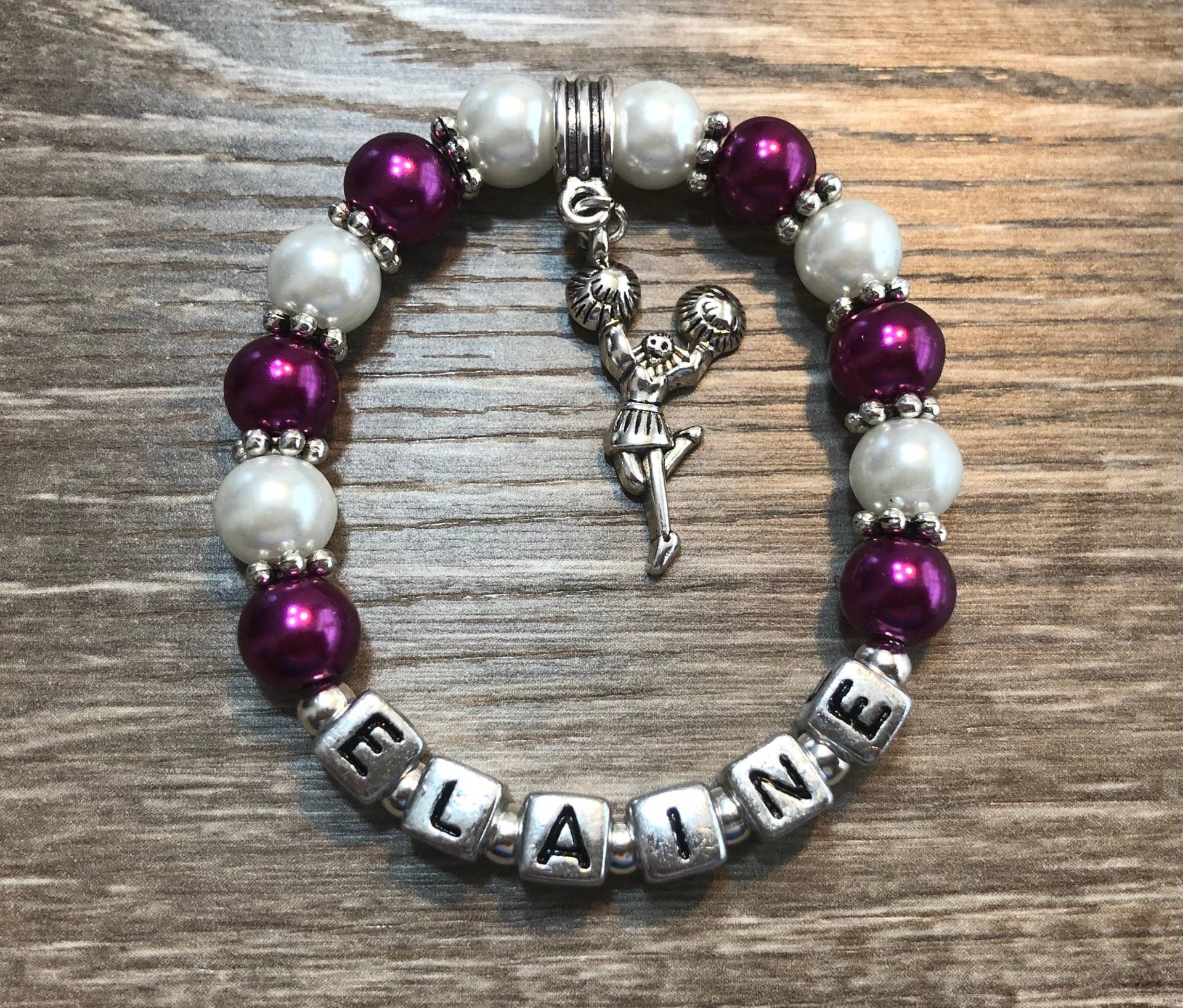 Personalisiertes Cheerleader Charm Armband-Sportliches Armband-stretch Armband-Cheer Schmuck-Teen Armband-Cheerleader Schmuck von CharmingDivaBoutique