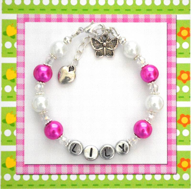 Personalisiertes Schmetterlings-Charm-Armband Für Mädchen/Kinder/Baby/Teenager/Damen/Frauen Geschenk Beliebiger Name Oder Farbe Mit Geschenkbox von CharmingDivaBoutique