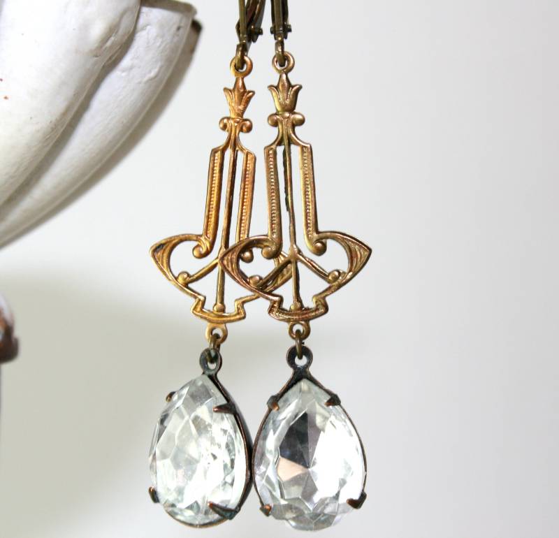 Art-Deco-Teardrop-Ohrringe, Swarovski Hochzeit Ohrringe, Vintage-stil Schmuck von CharmingLifeJewelry