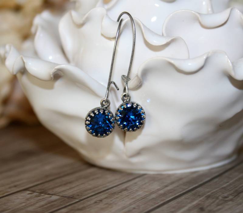 Blaue Swarovski Ohrringe, Strass 8mm Runde Swarovski-Kristall Blaue Swarovski Ohrringe, Strass 8mm Runde Swarovski-Kristall von CharmingLifeJewelry