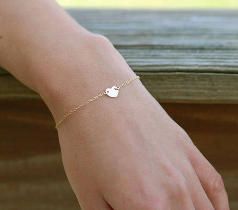 Kleines Personalisiertes Herz Armband, Mutter Tochter Geschenk in Sterling Silber, 14K Gold Fill Und Rosegold By Charmingmetals von CharmingMetals