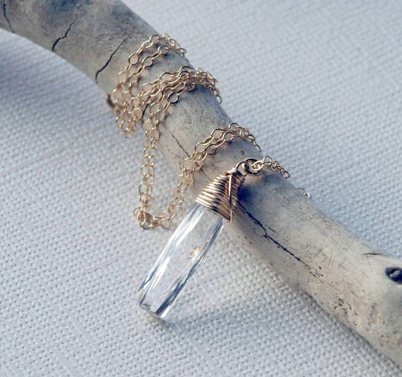 Kristall Kette, Eiszapfen, Gold Gefüllte Halskette, Anhänger Draht Gewickelt, Swarovski Kristall, Einzigartigen Geschenk Für Sie von CharmingMetals