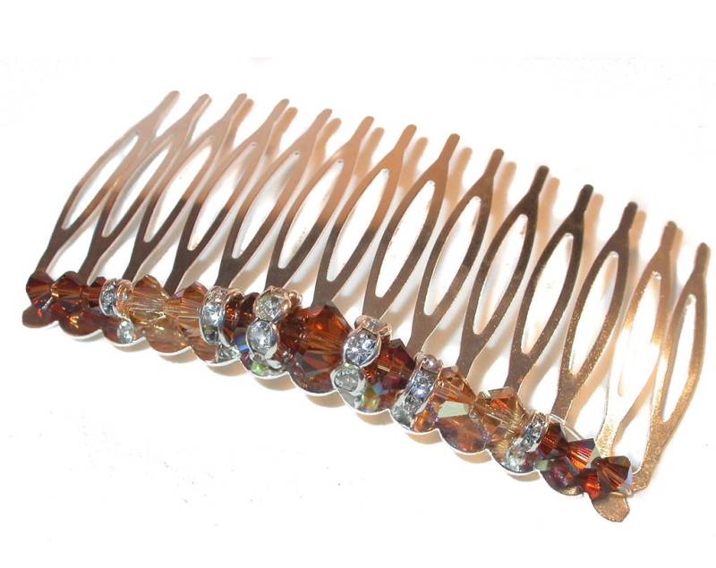 2-Ton Braun Topaz Kristall Haarkamm Swarovski Elemente Handgefertigte Formale Abschlussball von CharminglyYoursToo