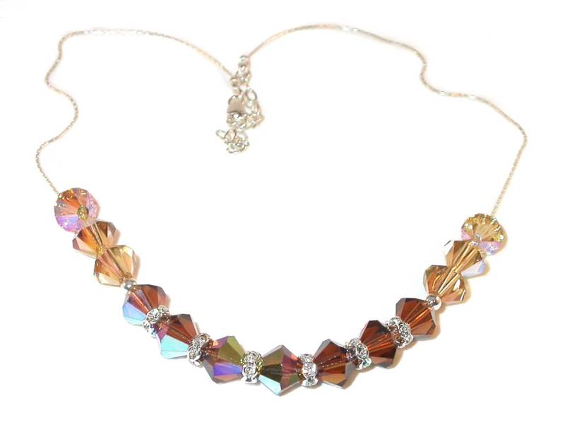 2-Ton Brown Topaz Kristall Halskette Sterling Silber Swarovski Elements Handgefertigt von CharminglyYoursToo