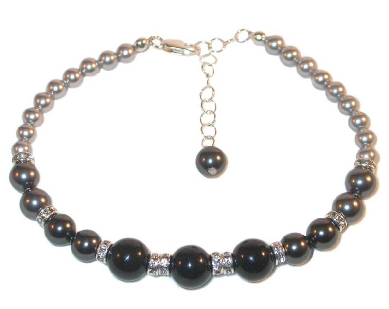 Black Ombre Perlen Armband Sterling Silber Swarovski Elements von CharminglyYoursToo