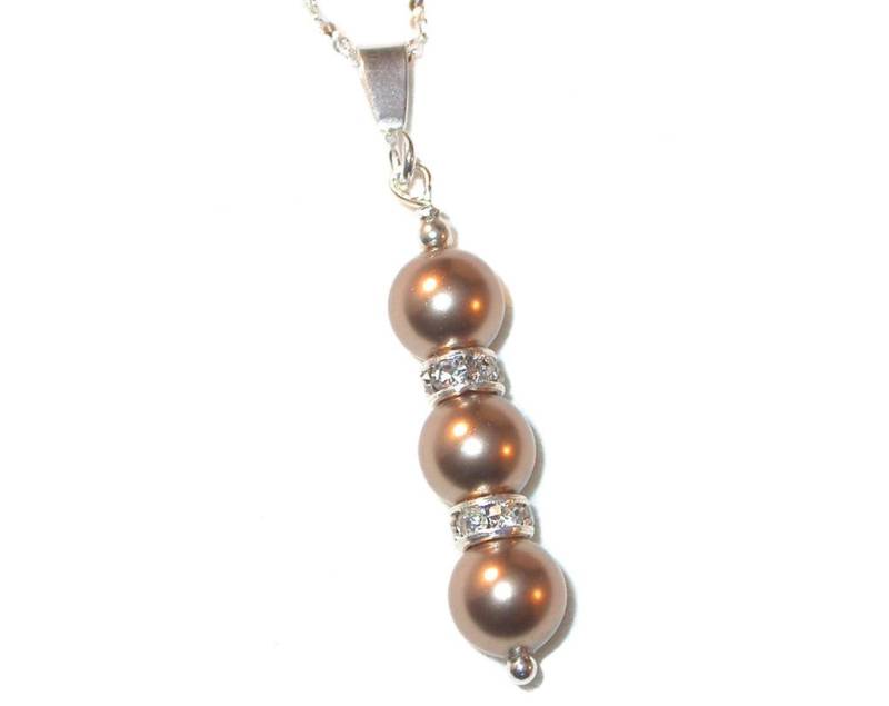 Bronze Perle Anhänger Drop Sterling Silber Swarovski Crystal Elements von CharminglyYoursToo