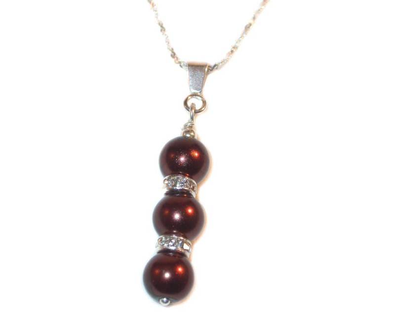 Chocolate Braun Perle Anhänger & Kette Sterling Silber Drop Faux-Glas-Perle von CharminglyYoursToo