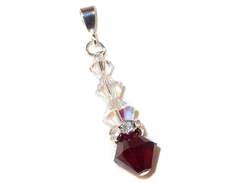 Clear Ab & Garnet Kristall Anhänger Sterling Silber Swarovski Elements von CharminglyYoursToo