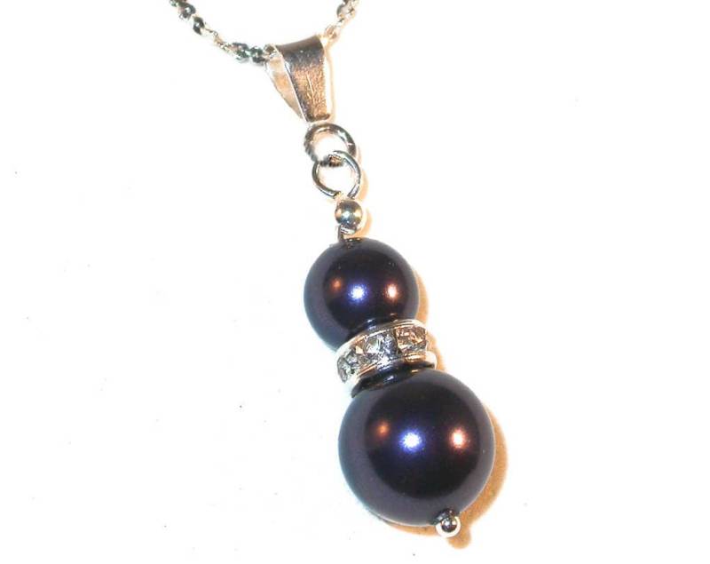 Dark Purple Perle Anhänger Tropfen Und Kette Sterling Silber Swarovski Elements von CharminglyYoursToo