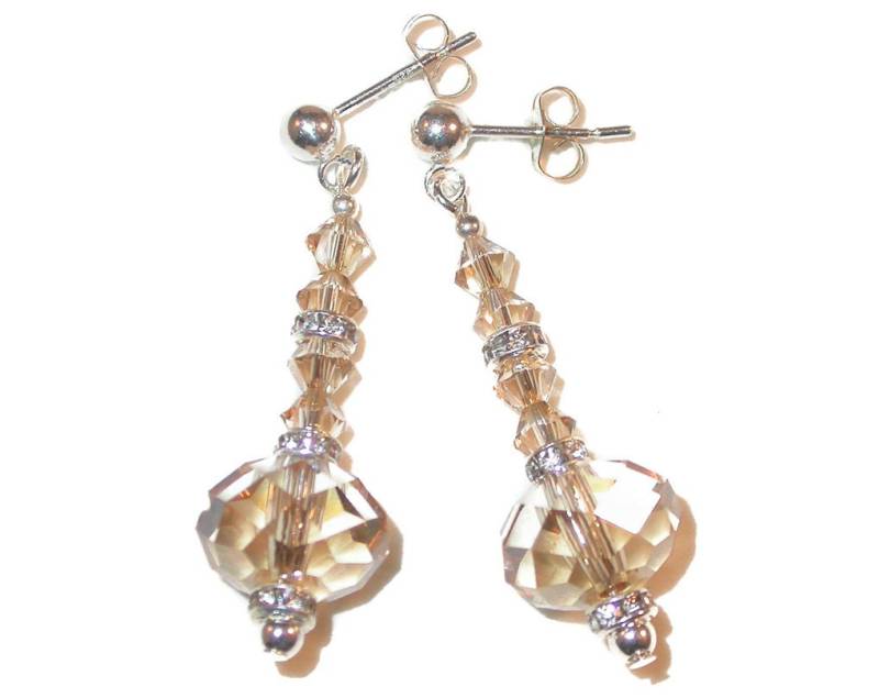 Golden Shadow Crystal Ohrhänger 5040 Sterling Silber Swarovski Elements von CharminglyYoursToo