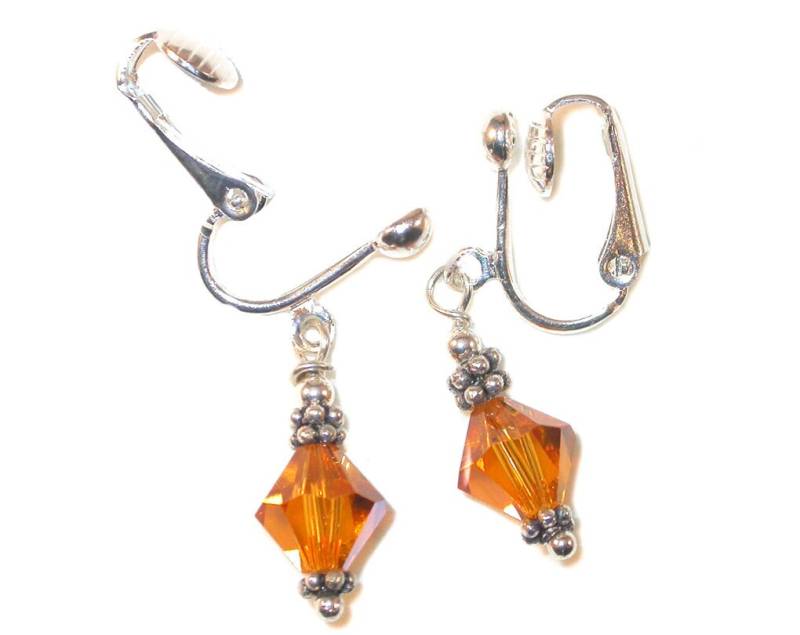 Golden Topaz Crystal Ohrringe Bali Sterlingsilber November Geburtsstein Swarovski Elements - Clip-On & Pierced Golden Topaz Crystal Ohrringe Bali Sterlingsilber November Geburtsstein Swarovski Elements - Clip-On & Pierced von CharminglyYoursToo