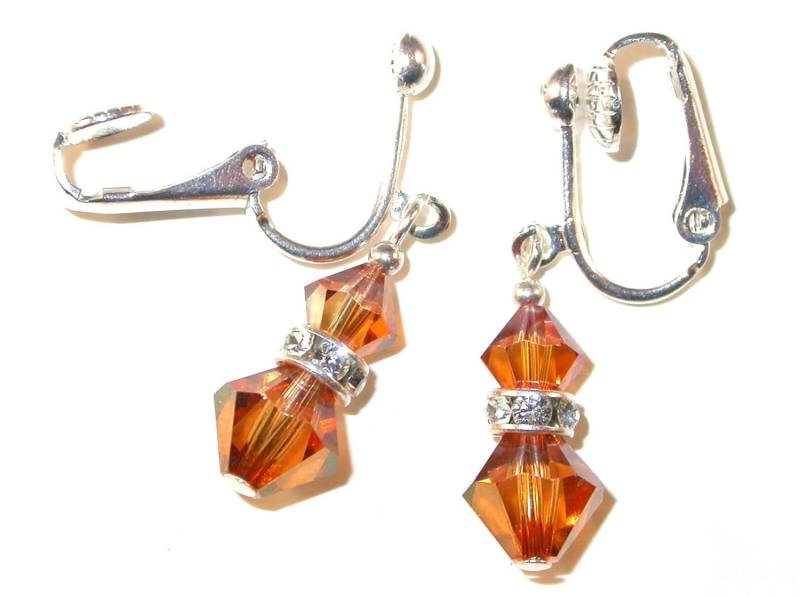 Goldene Topas Kristall Ohrringe Sterling Silber Ohrhänger Swarovski Elements - Clip-On Oder Durchbohrt von CharminglyYoursToo