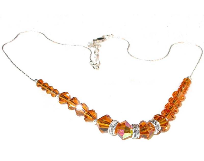 Goldene Topaz Kristall Halskette Swarovski Elements Sterling Silver Handcrafted von CharminglyYoursToo