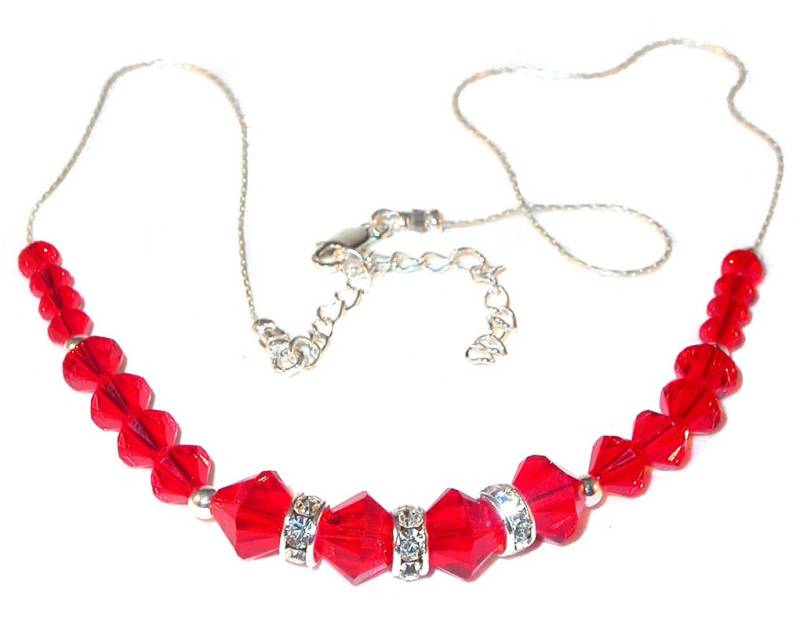 Handgefertigte Light Siam Red Kristall Halskette Sterling Silber Swarovski Elements von CharminglyYoursToo
