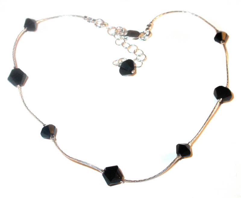 Jet Black Crystal Anklet Sterling Silber Handcrafted Ankle Bracelet Swarovski Elements von CharminglyYoursToo