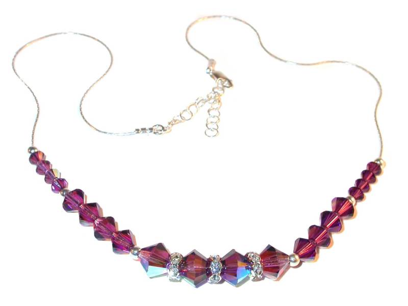 Lila Amethyst Kristall Halskette Swarovski Elements Sterling Silver Handcrafted von CharminglyYoursToo