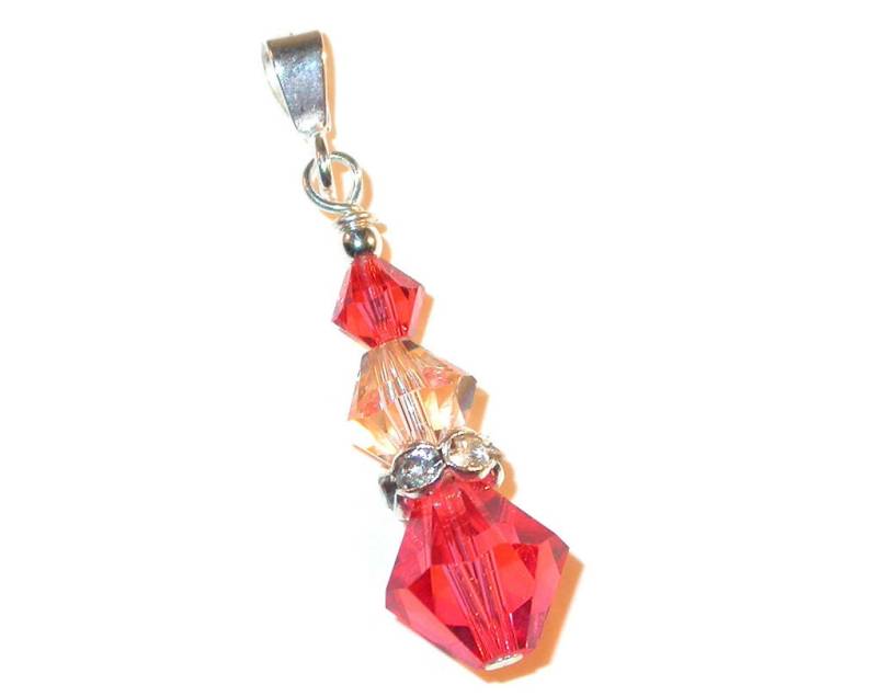Padparadscha & Peach Kristall Anhänger Sterling Silber Swarovski Elements von CharminglyYoursToo