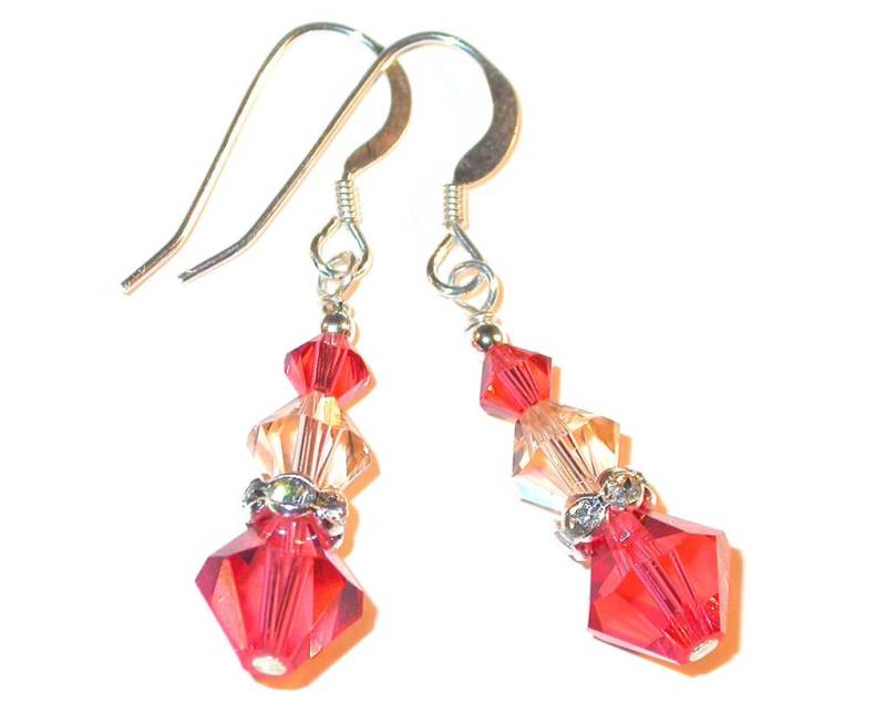 Padparadscha & Peach Kristall Ohrhänger Sterlingsilber Swarovski Elements Padparadscha & Peach Kristall Ohrhänger Sterlingsilber Swarovski Elements von CharminglyYoursToo