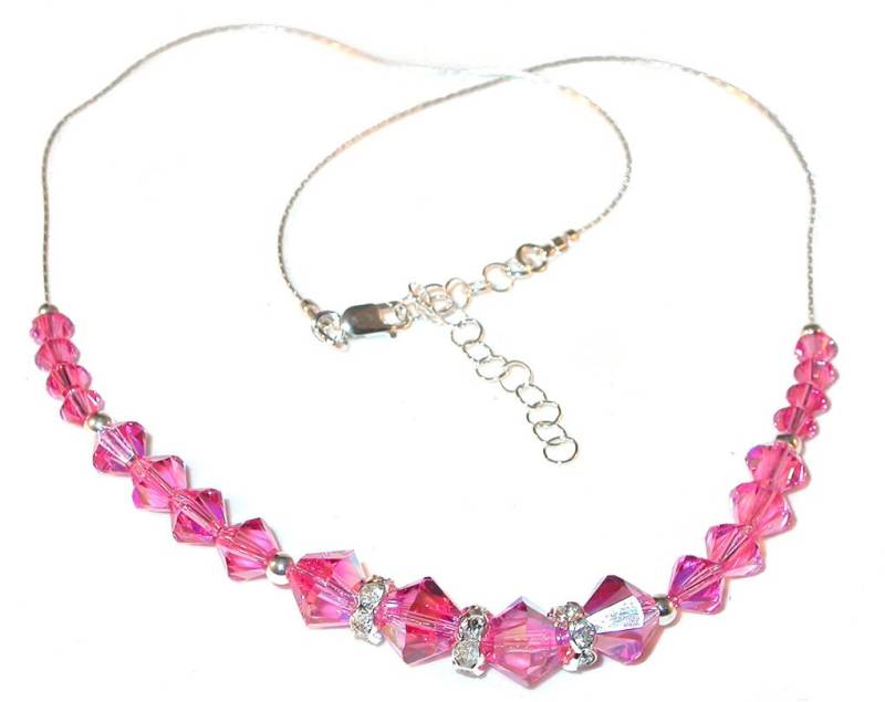 Rose Pink Kristall Halskette Swarovski Elements Sterling Silver Handcrafted von CharminglyYoursToo
