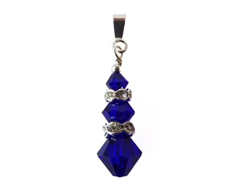 Royal Blau Kristall Anhänger Baumeln Sterling Silber Swarovski Elements von CharminglyYoursToo