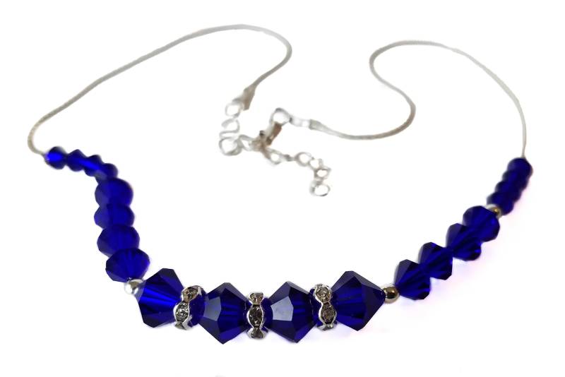 Royal Blue Cobalt Kristall Halskette Swarovski Elements Sterling Silver Handcrafted von CharminglyYoursToo