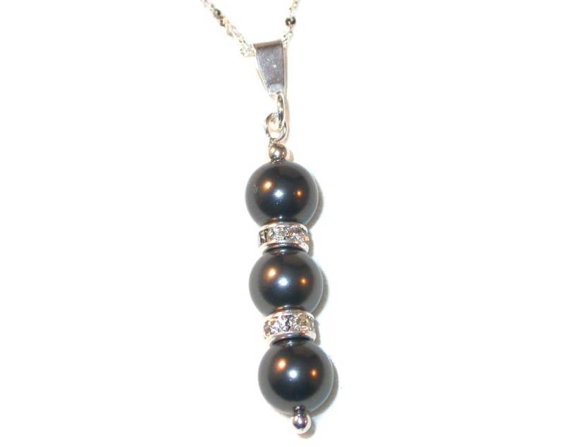 Schwarze Perle Anhänger Sterling Silber Brautjungfer Handgefertigte Swarovski Crystal Elements von CharminglyYoursToo