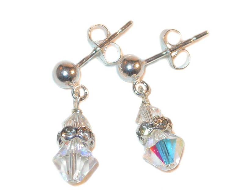 Sehr Zierliche Clear Ab Kristall Ohrringe 925 Silber Kind Swarovski Elements Sehr Zierliche Clear Ab Kristall Ohrringe 925 Silber Kind Swarovski Elements von CharminglyYoursToo
