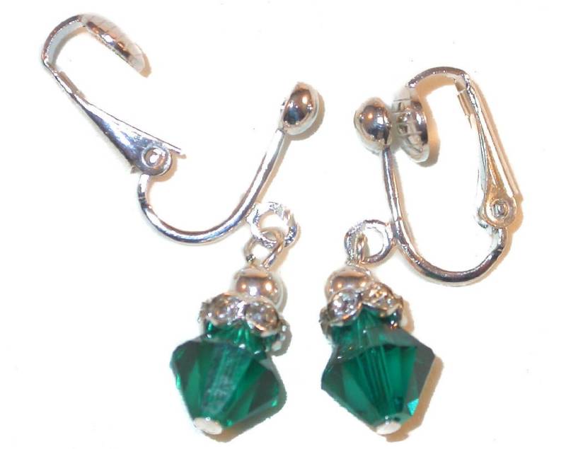 Smaragd Grün Kristall May Geburtsstein Ohrringe 8M Sterling Silber Swarovski Elements Clip-On & Pierced von CharminglyYoursToo