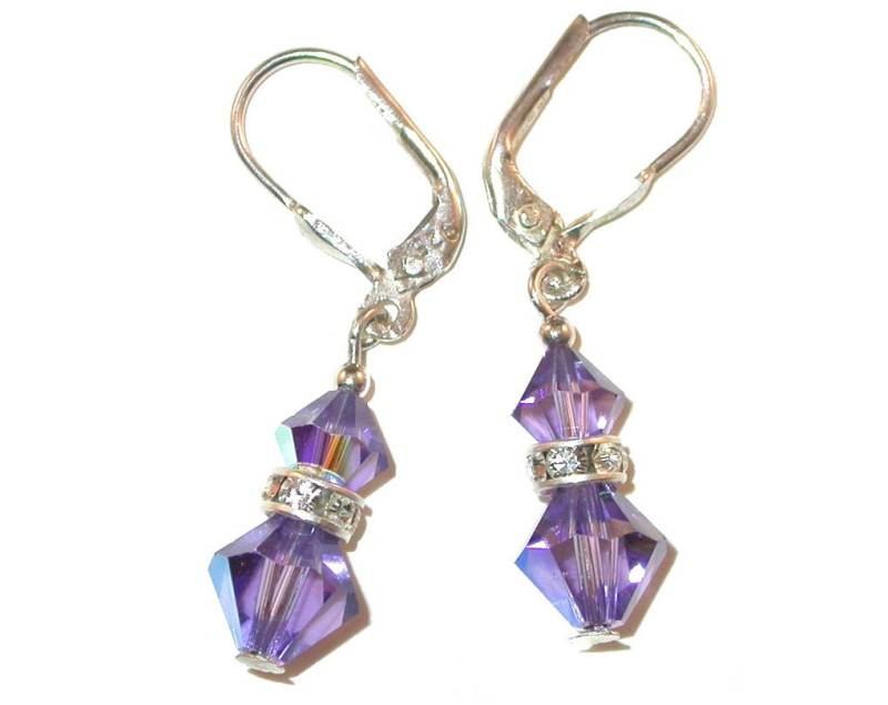 Tanzanite Purple Kristall Ohrringe Sterlingsilber Ohrhänger Swarovski Elements - Clip-On Oder Pierced Tanzanite Purple Kristall Ohrringe Sterlingsilber Ohrhänger Swarovski Elements - Clip-On Oder Pierced von CharminglyYoursToo