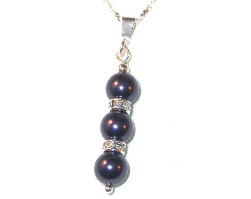 Tief Dark Purple Perlen-Anhänger Sterling Silber Handgefertigte Swarovski-Kristall-Elemente von CharminglyYoursToo