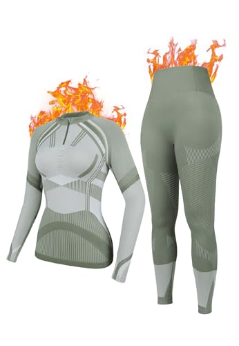 Charmo Thermounterwäsche Damen Set Funktionsunterwäsche Extra Warm und Atmungsaktiv Skiunterwäsche Winter Unterwäsche Lange Unterhose für Frauen von Charmo
