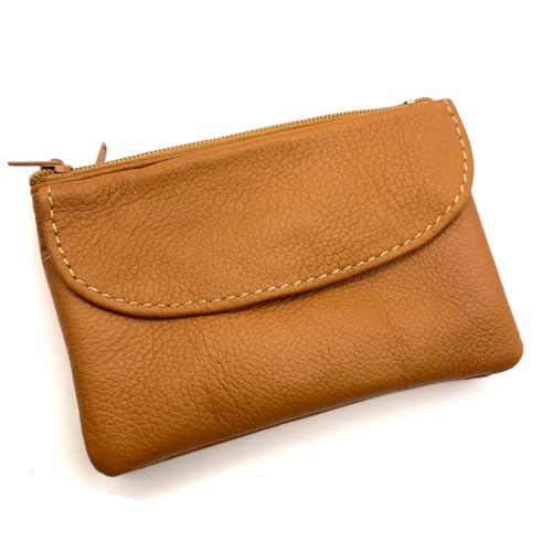 Charmoni - Herren-Geldbörse – Geldbörse – mehrere Taschen – Reißverschluss – aus echtem Leder – Klassisch komplett, camel, one size, Klassisch von Charmoni