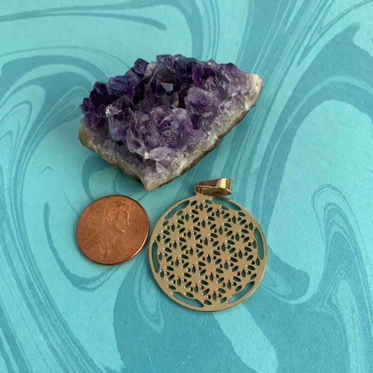 30mm Blume Des Lebens Anhänger-Charm Kupfer Vergoldet Meditation Anhänger von CharmsJC