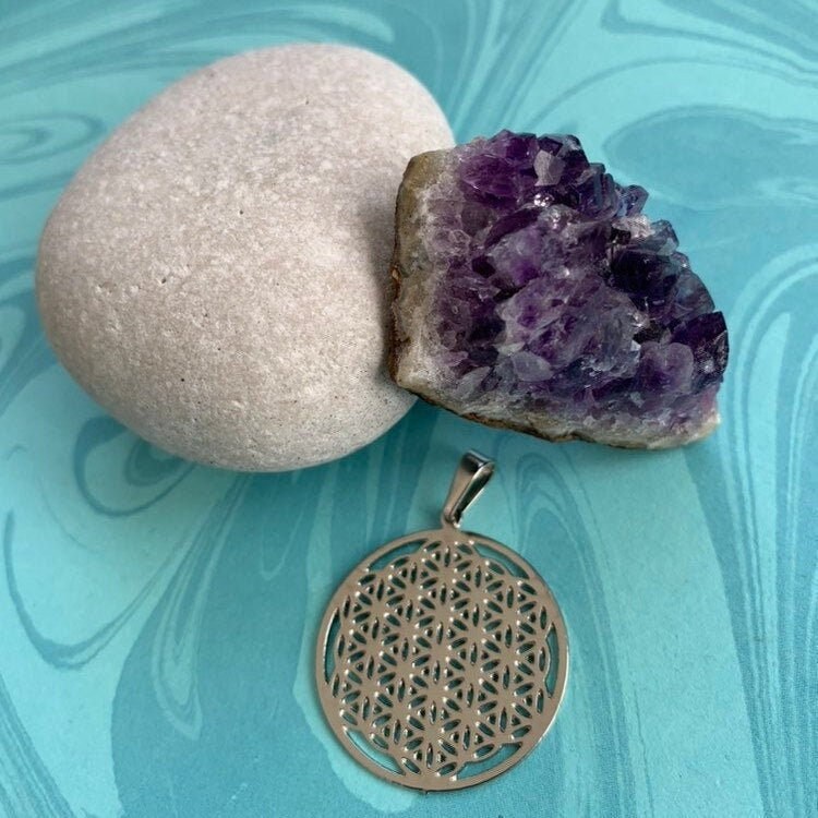 30mm Blume Des Lebens Anhänger-Charm Kupfer Versilbert Meditation Anhänger von CharmsJC