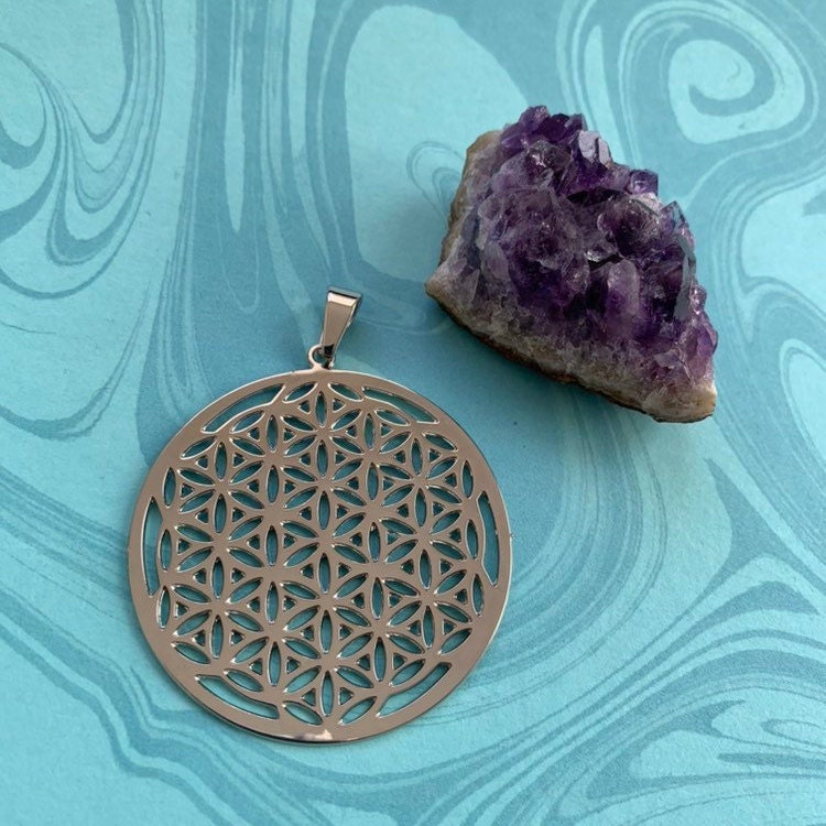 48mm Blume Des Lebens Anhänger-Charm Kupfer Vergoldet, Heilige Geometrie Anhänger von CharmsJC