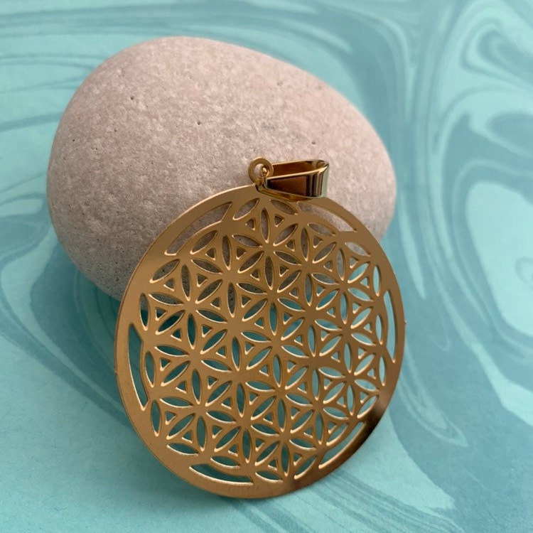 48 Mm Blume Des Lebens Anhänger-Charm Vergoldet von CharmsJC