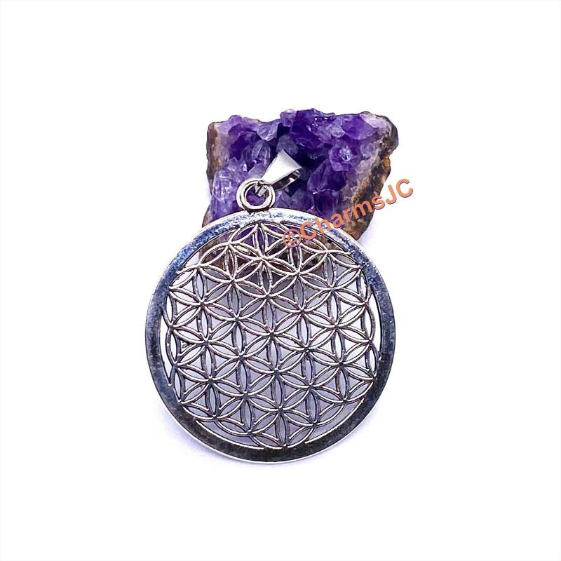 Blume Des Lebens Anhänger Antique Silver Yoga Charm Anhänger von CharmsJC